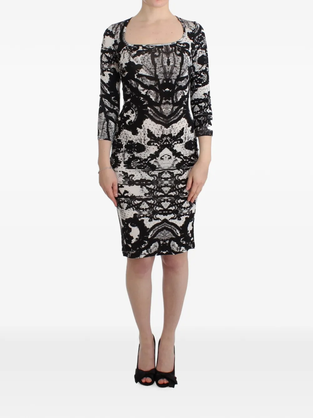 Roberto Cavalli printed fitted mini dress - Weiß