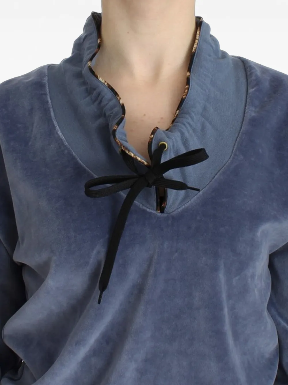 Roberto Cavalli Sweater verfraaid met stras en trekkoord Blauw
