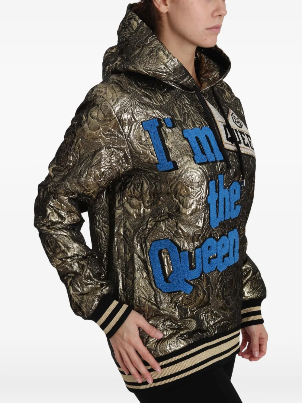 Dolce & Gabbana Hoodie met geborduurd rozenbrokaat Goud