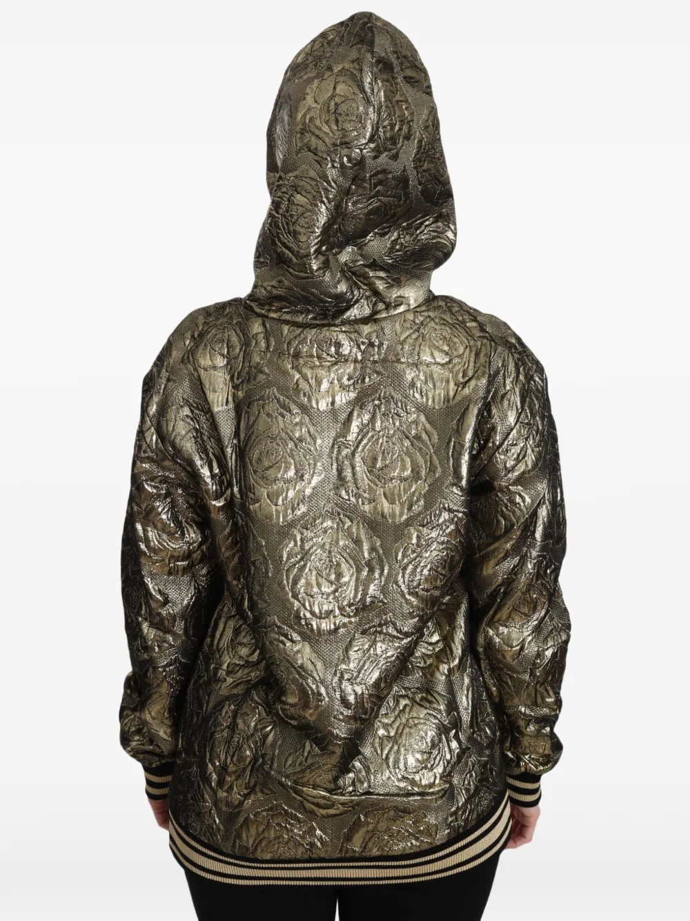 Dolce & Gabbana Hoodie met geborduurd rozenbrokaat Goud