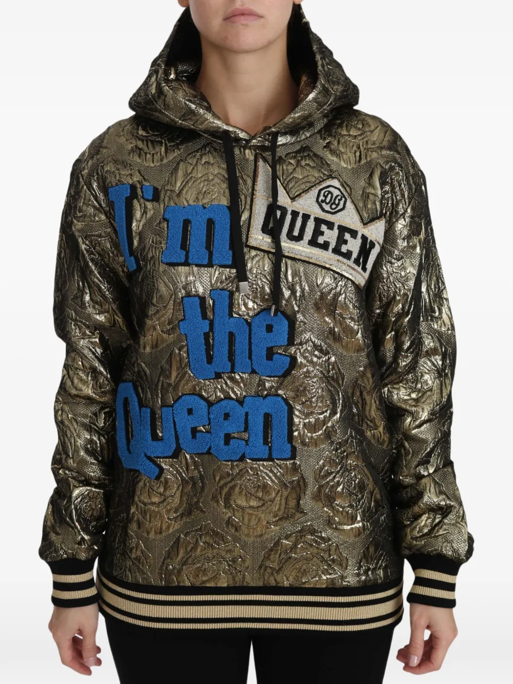 Dolce & Gabbana rose-brocade embroidered hoodie - Gold