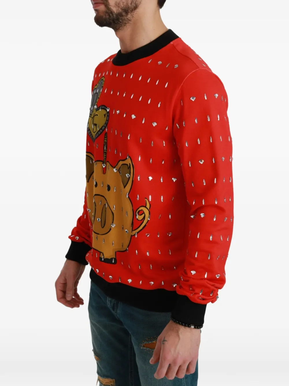 Dolce & Gabbana Trui met spaarpot en verfraaid met kristallen Rood