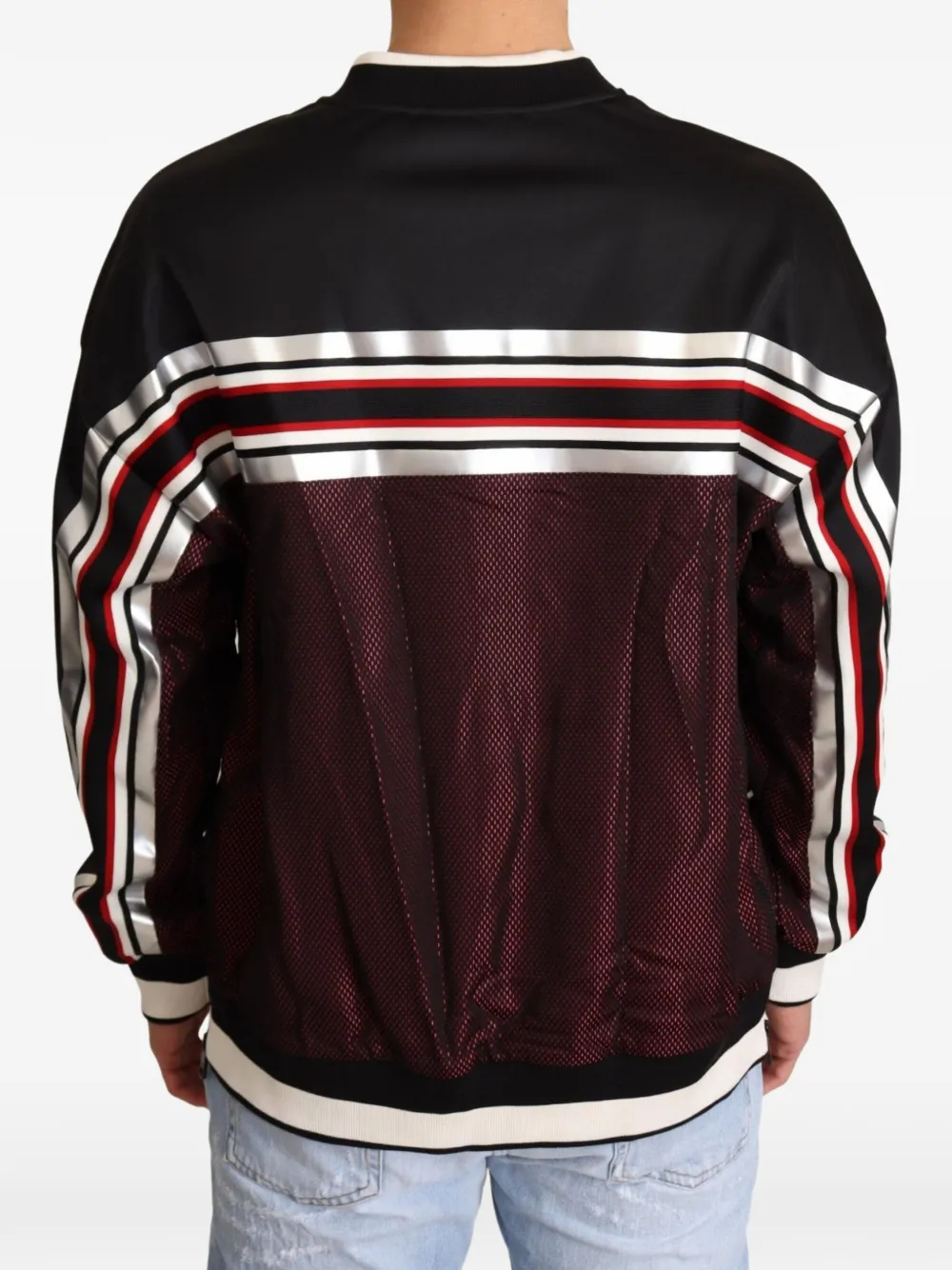 Dolce & Gabbana mesh-panelled striped sweatshirt Zwart