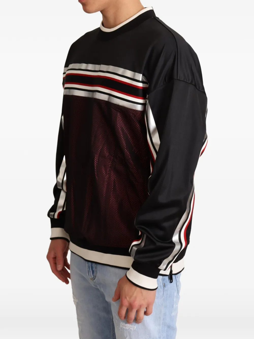 Dolce & Gabbana mesh-panelled striped sweatshirt Zwart