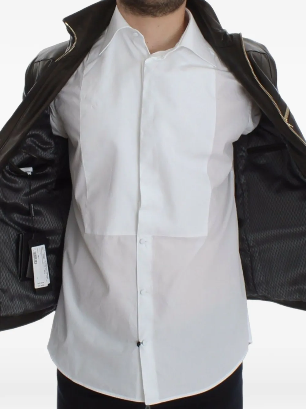 Dolce & Gabbana Leren bikerjack met ritsen Bruin