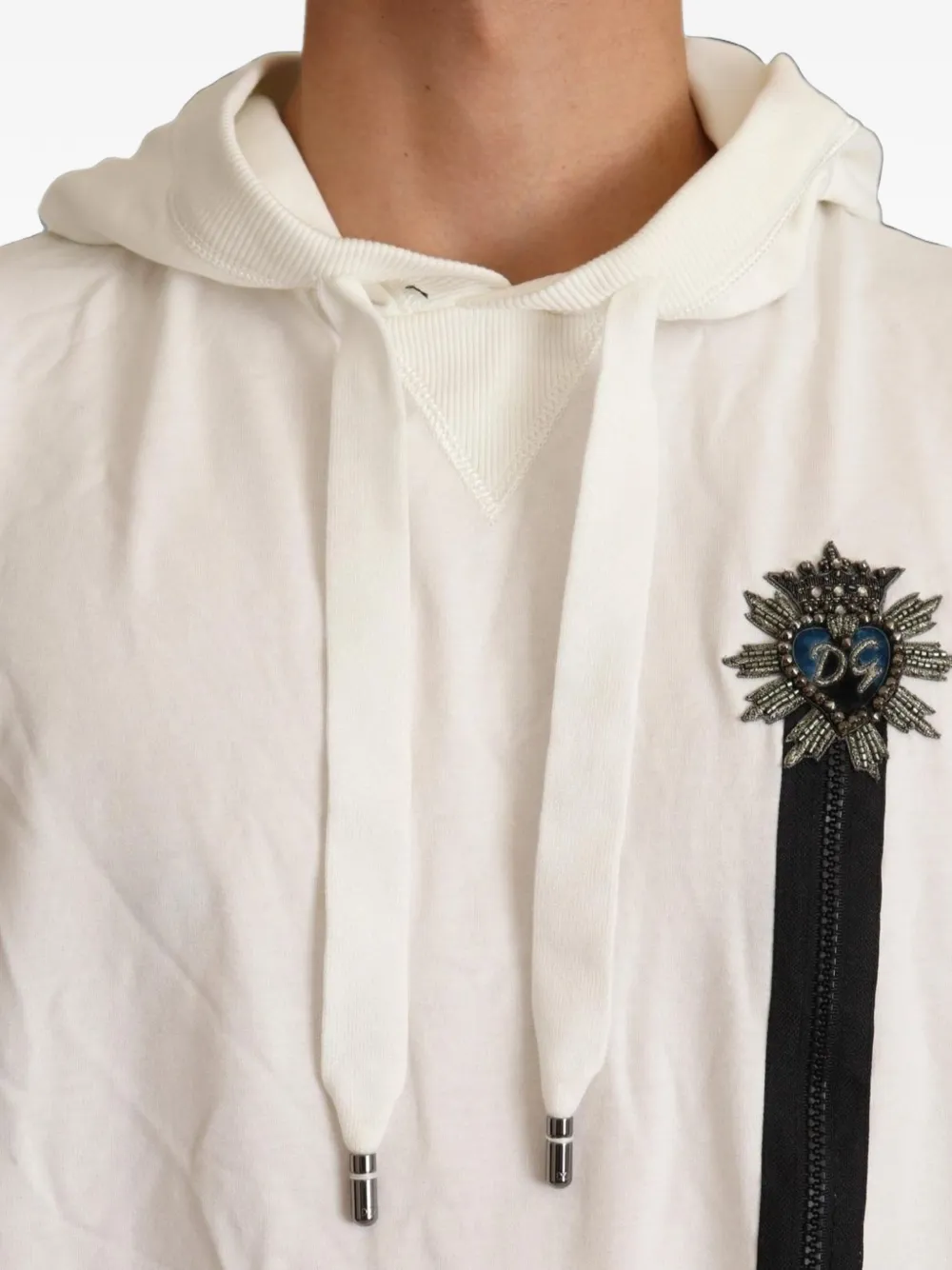 Dolce & Gabbana Hoodie met borduurwerk en korte mouwen Wit