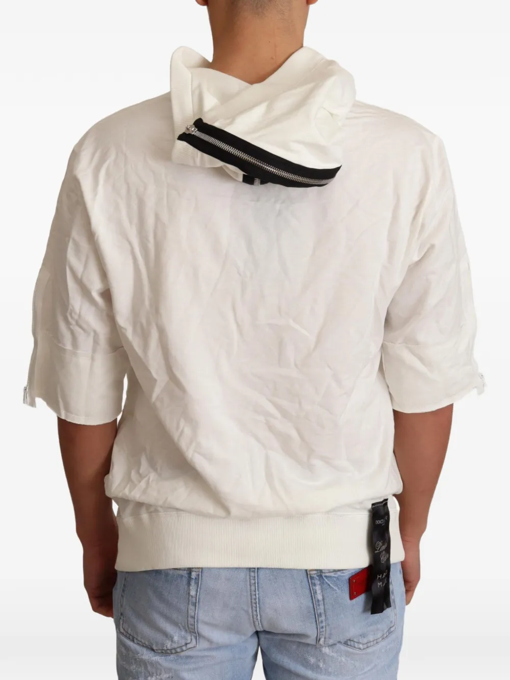 Dolce & Gabbana Hoodie met borduurwerk en korte mouwen Wit