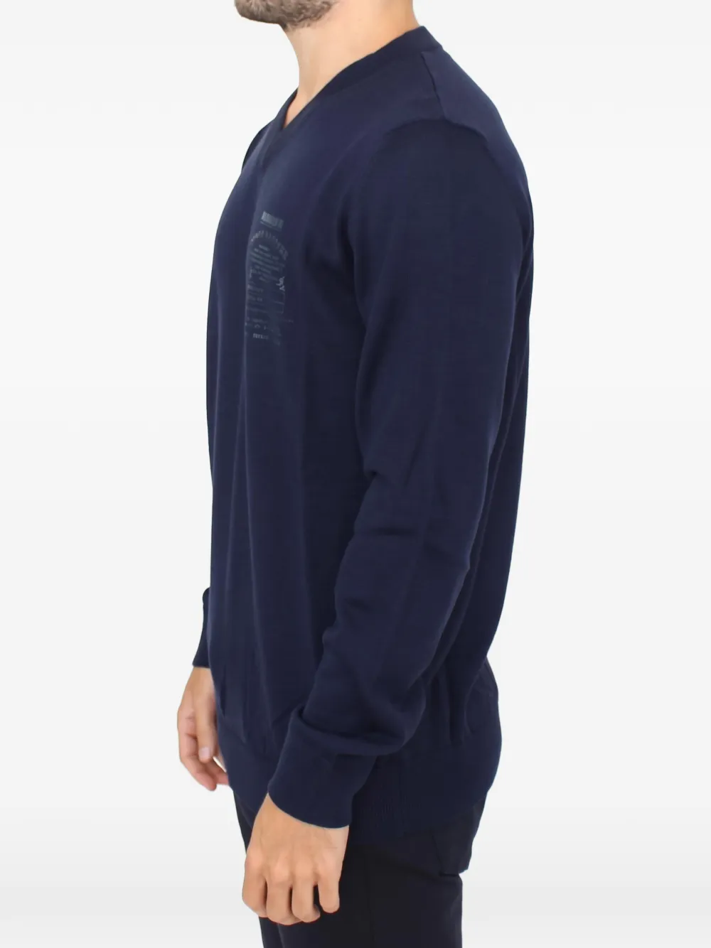 Ermanno Scervino Trui met V-hals en logo-print Blauw