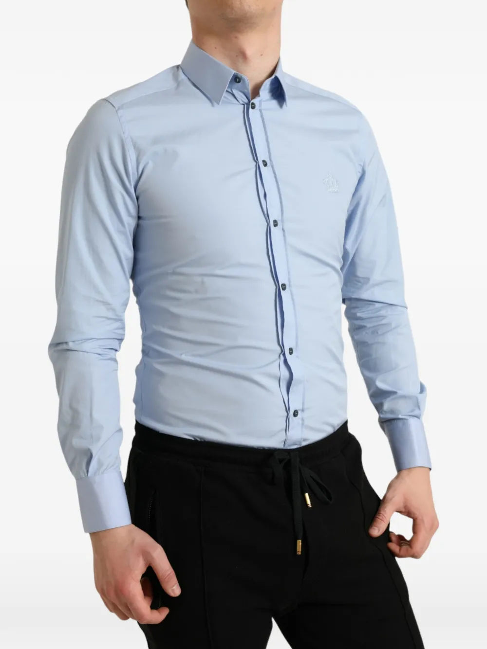 Dolce & Gabbana Overhemd met geborduurde kroon Blauw