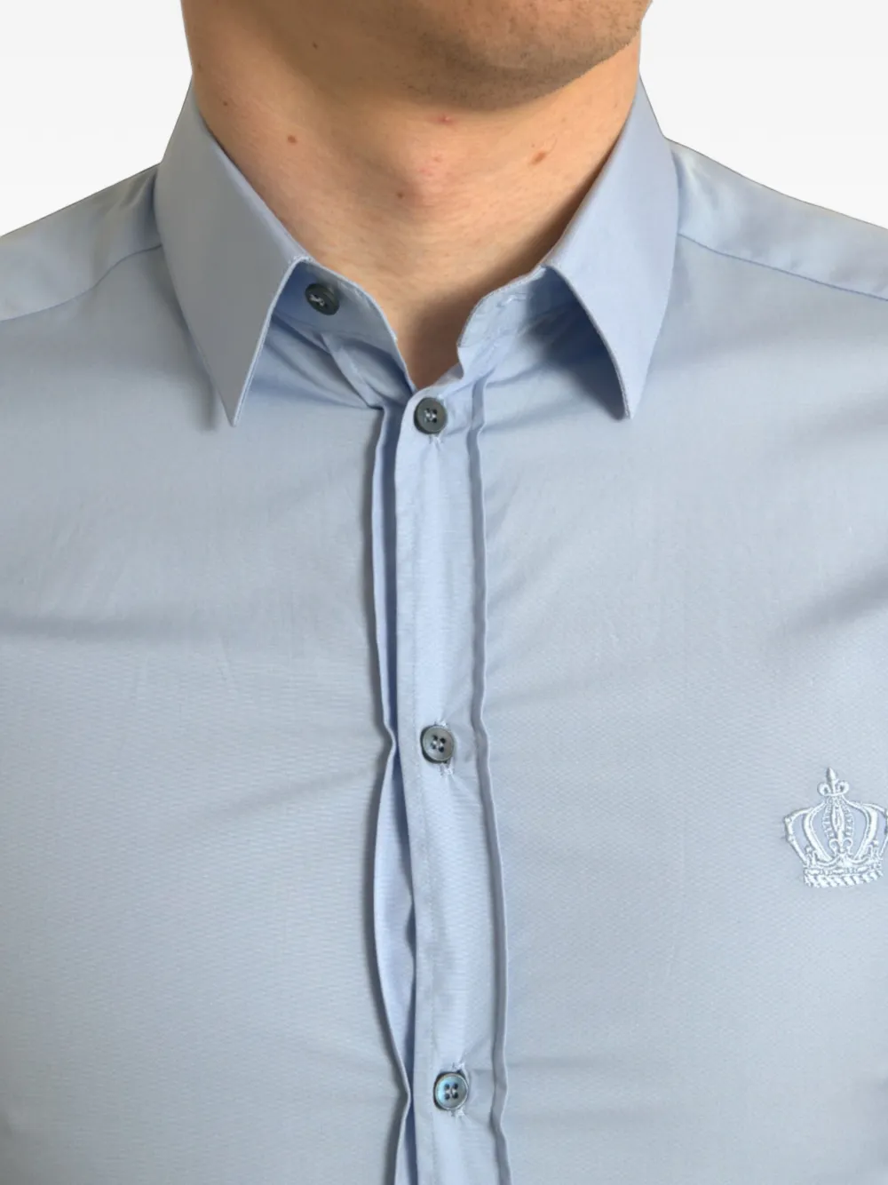 Dolce & Gabbana Overhemd met geborduurde kroon Blauw