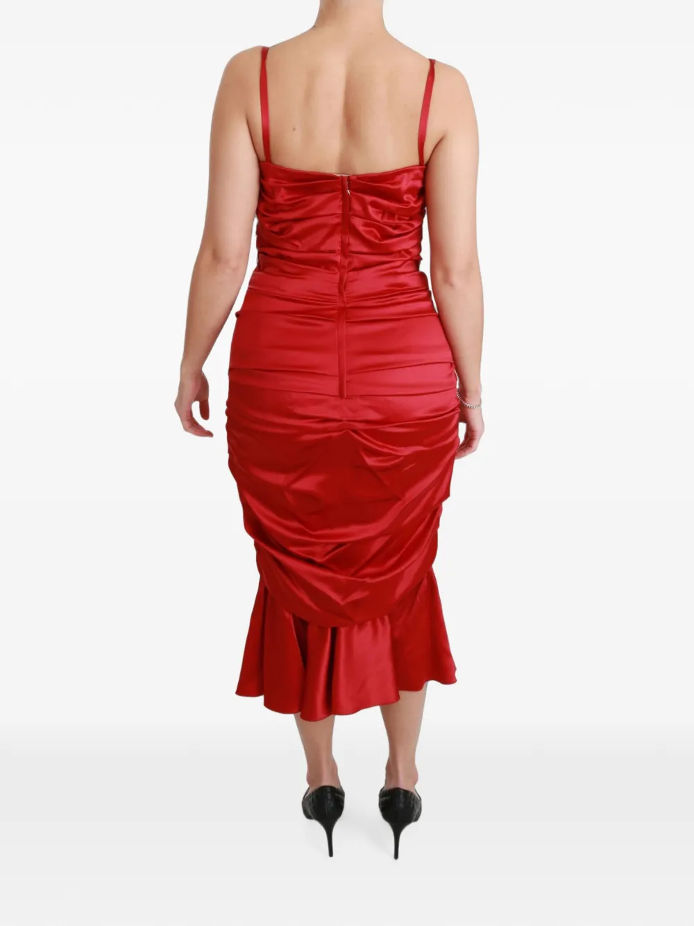 Dolce & Gabbana ruched-detail midi dress Rood