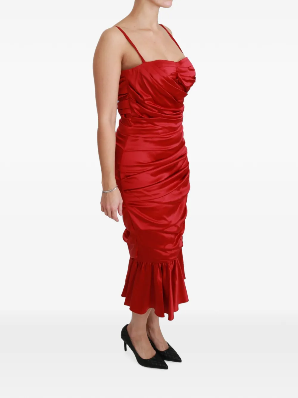 Dolce & Gabbana ruched-detail midi dress Rood