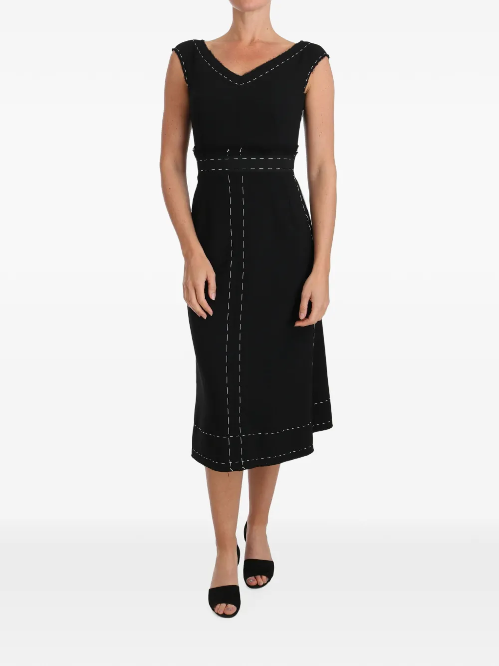 Dolce & Gabbana robe évasée à coutures contrastantes - Noir