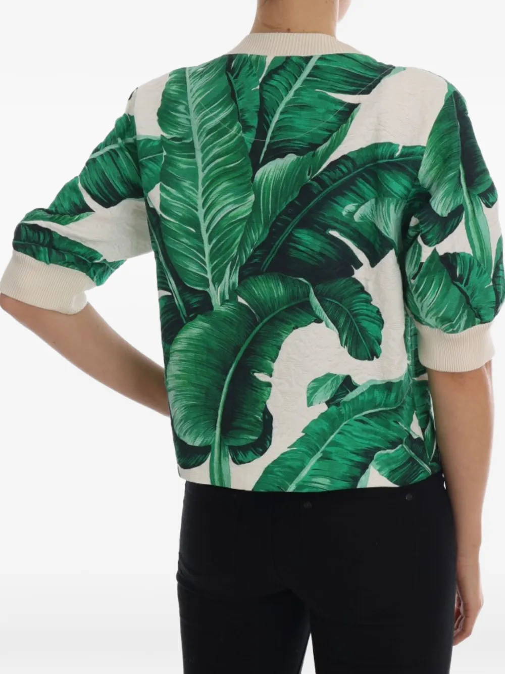 Dolce & Gabbana Top met ananas van pailletten en bananenblad-print Groen