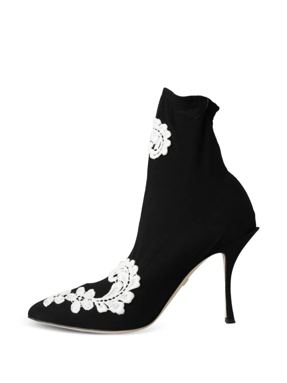 Dolce & Gabbana floral-embroidered slip-on ankle boots - Nero