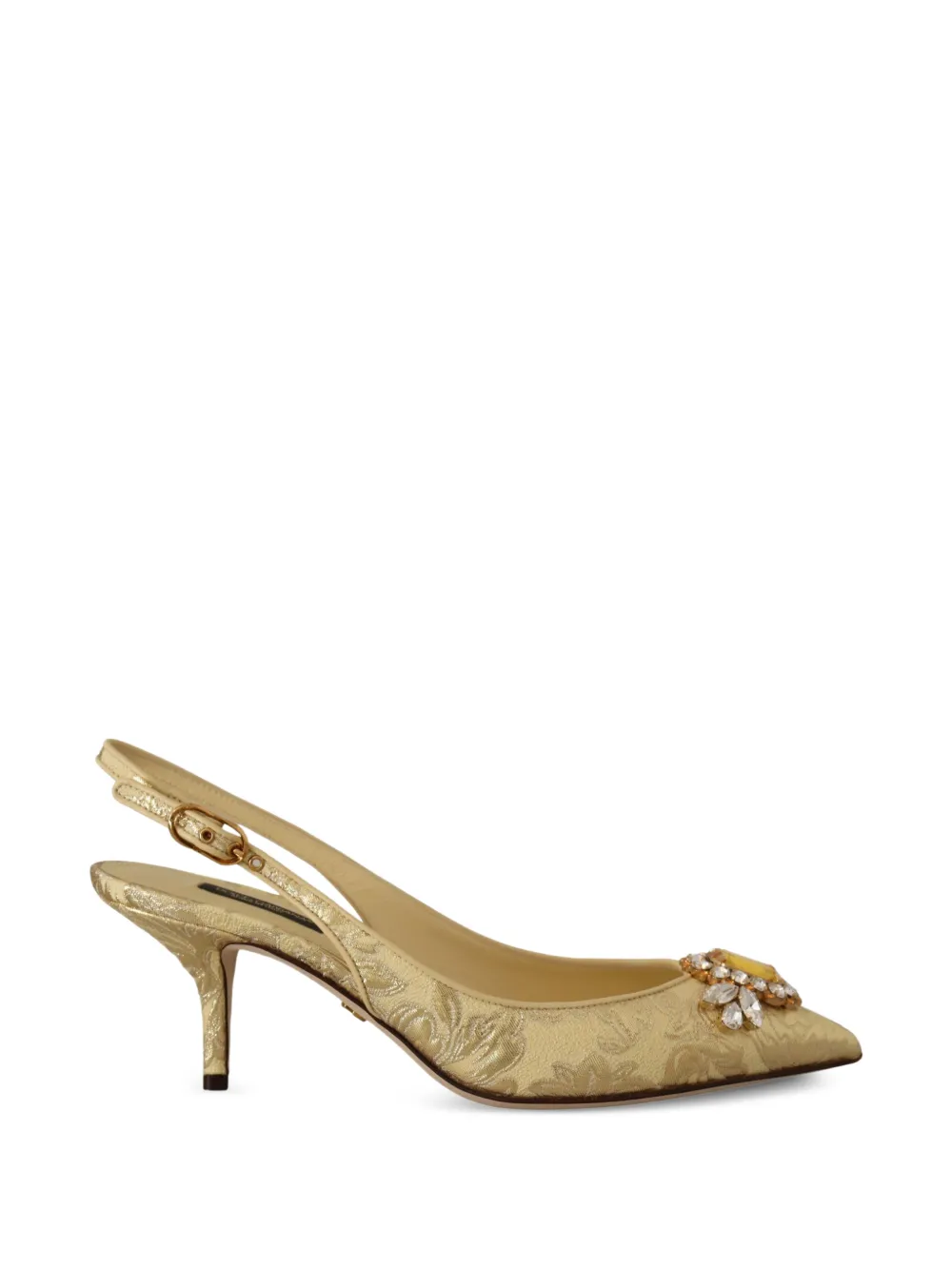 Dolce & Gabbana crystal-embellished brocade slingback pumps - Gold