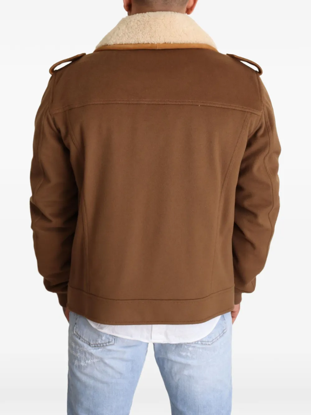 Dolce & Gabbana Jack met dubbele rij knopen en lammy kraag Bruin