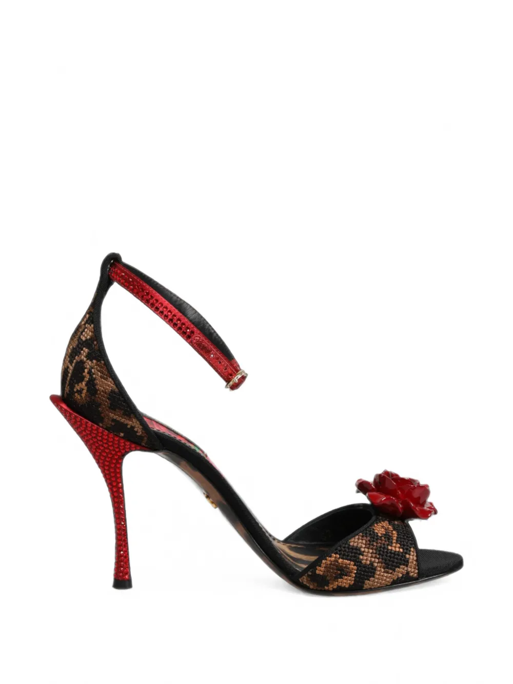 Dolce & Gabbana leopard-print crystal-embellished sandals - Marron