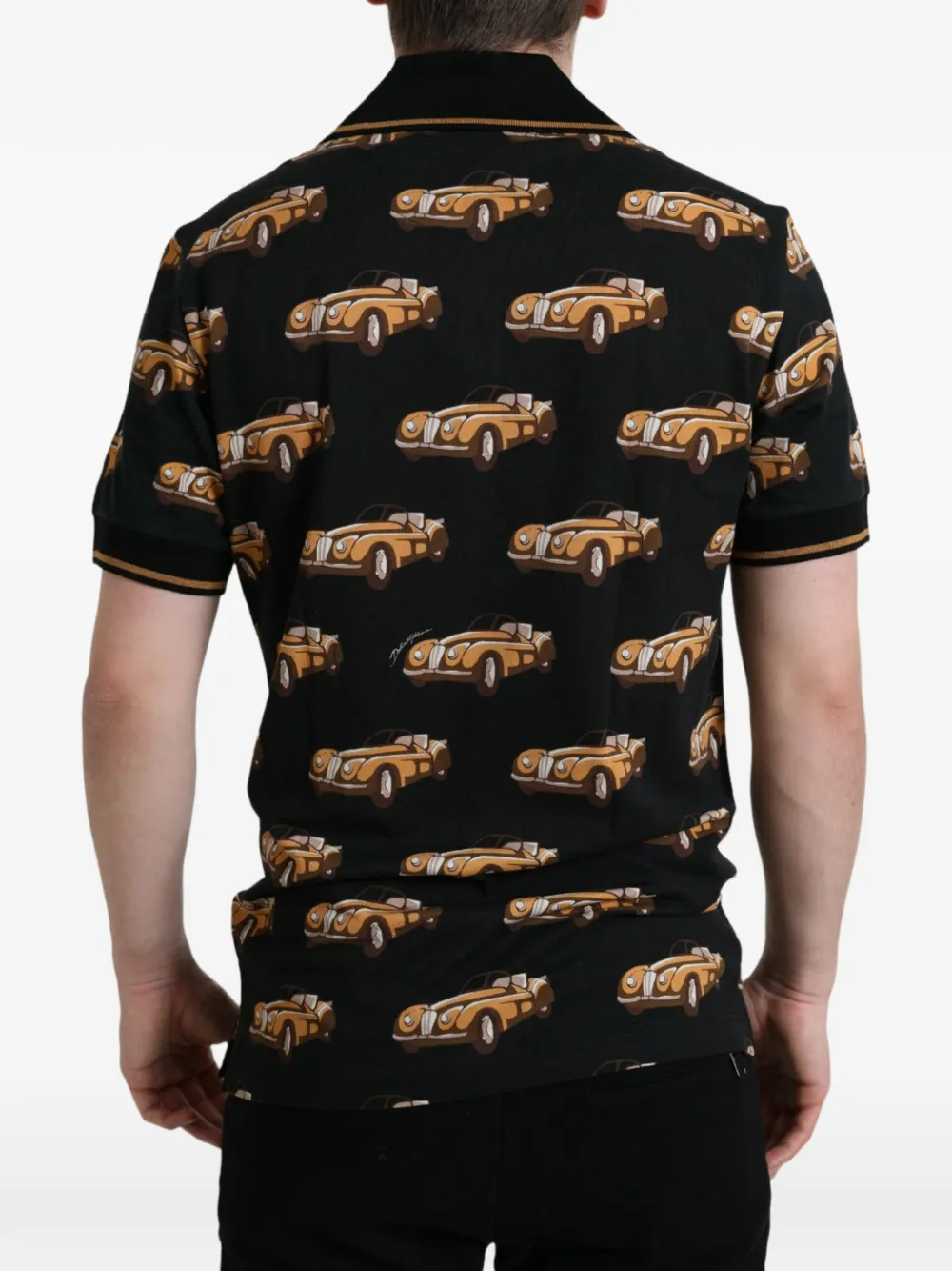 Dolce & Gabbana Poloshirt met autoprint Zwart