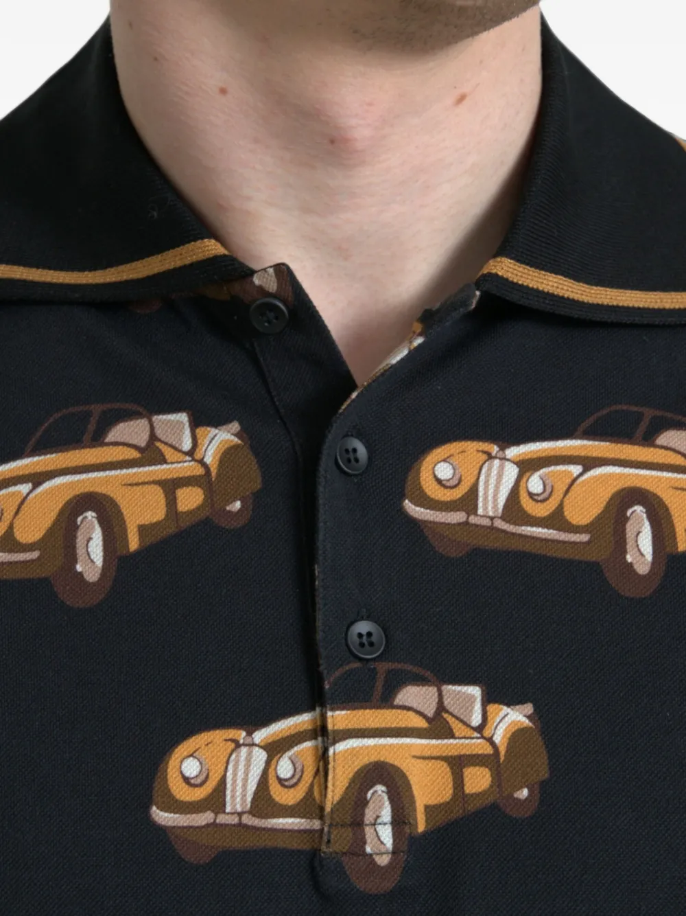 Dolce & Gabbana Poloshirt met autoprint Zwart
