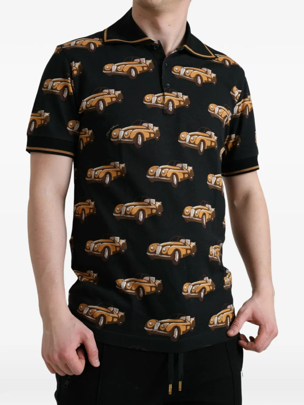 Dolce & Gabbana Poloshirt met autoprint Zwart