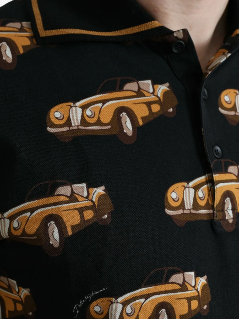 Dolce & Gabbana Poloshirt met autoprint Zwart