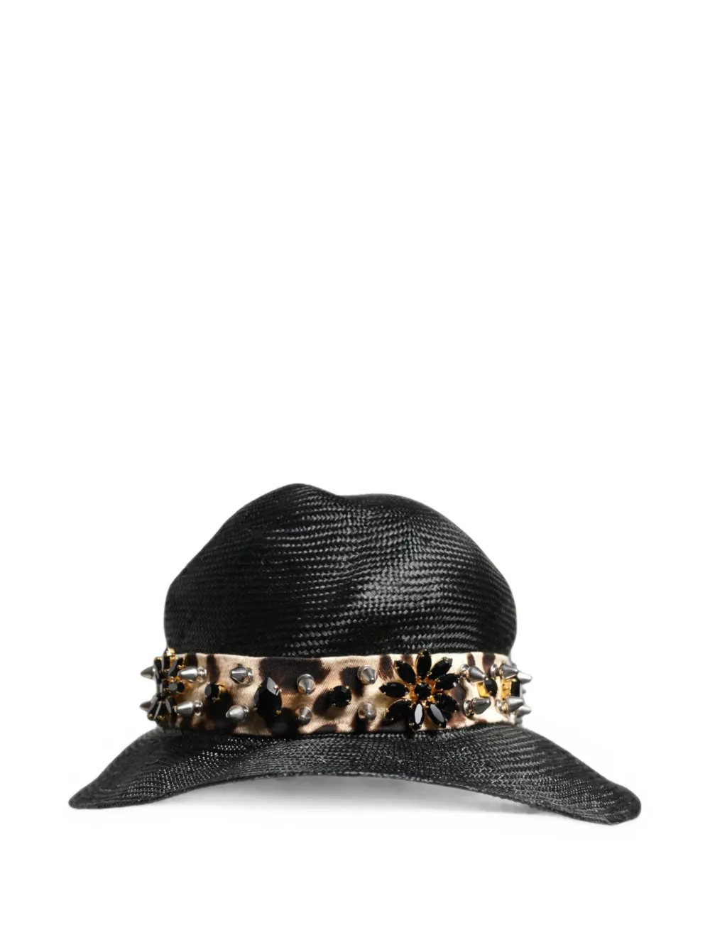 Dolce & Gabbana crystal-embellished leopard-print sun hat