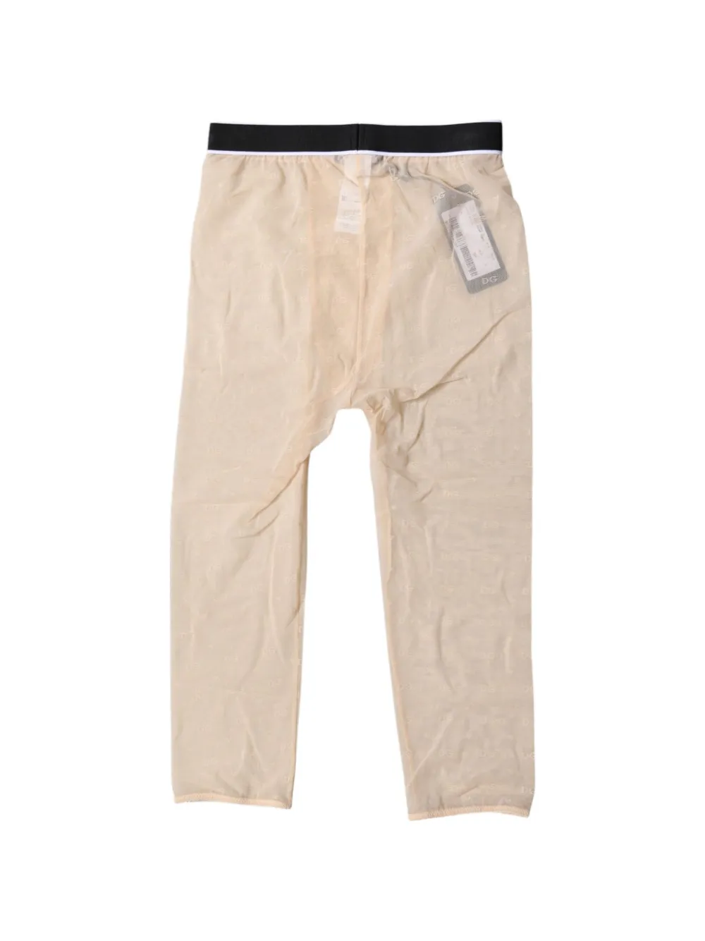 Dolce & Gabbana Legging met doorzichtige afwerking en logo-reliëf Beige