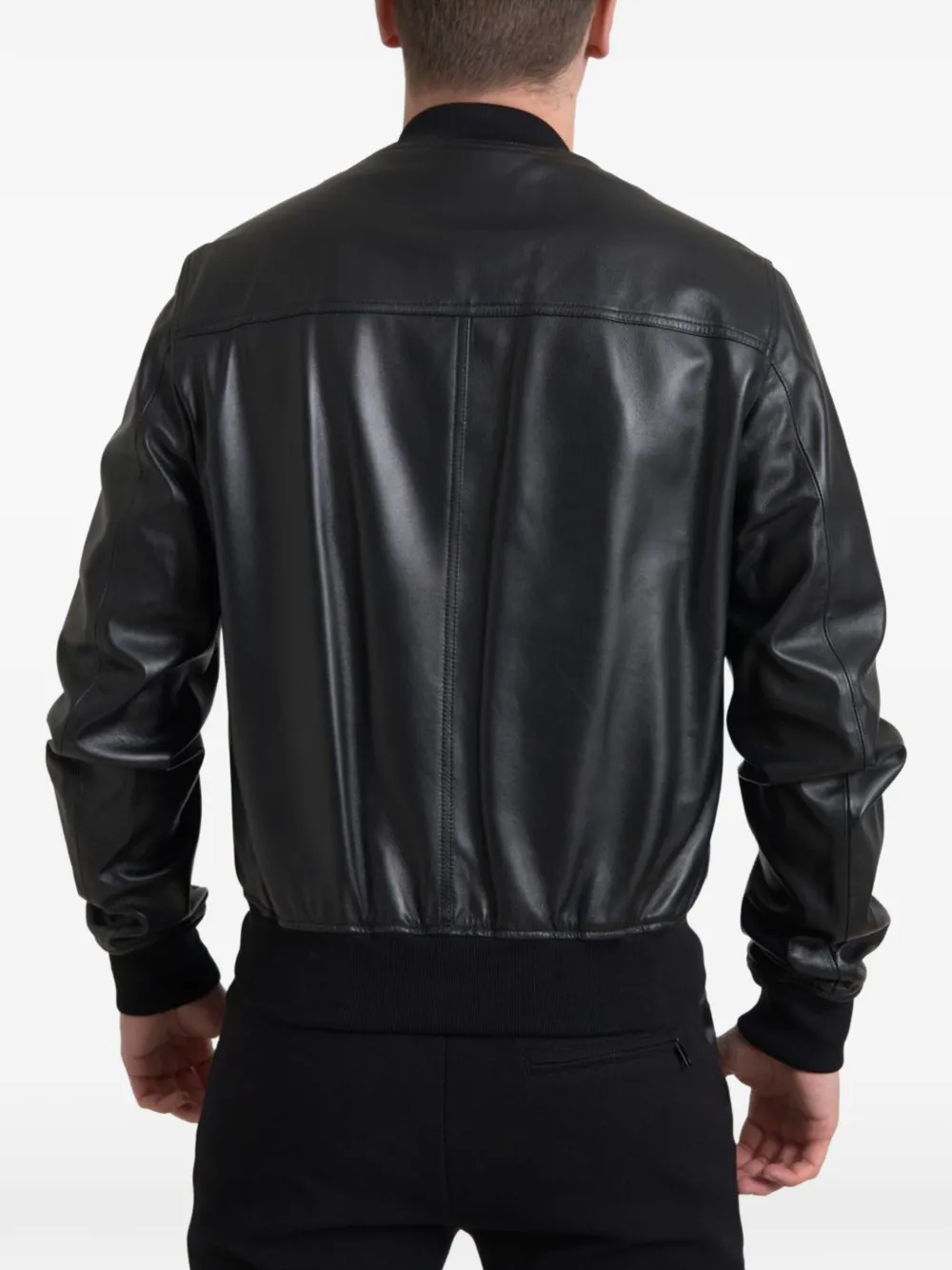 Dolce & Gabbana Leren bomberjack Zwart