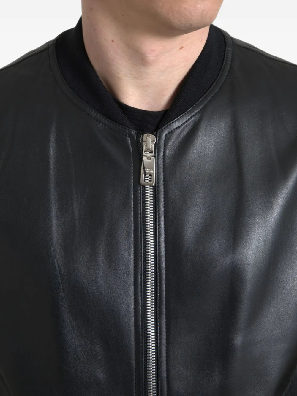 Dolce & Gabbana Leren bomberjack Zwart