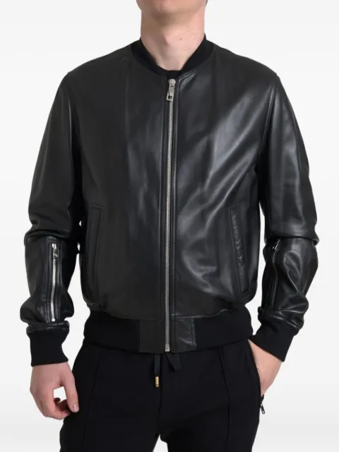 Dolce & Gabbana zip-up leather bomber jacket