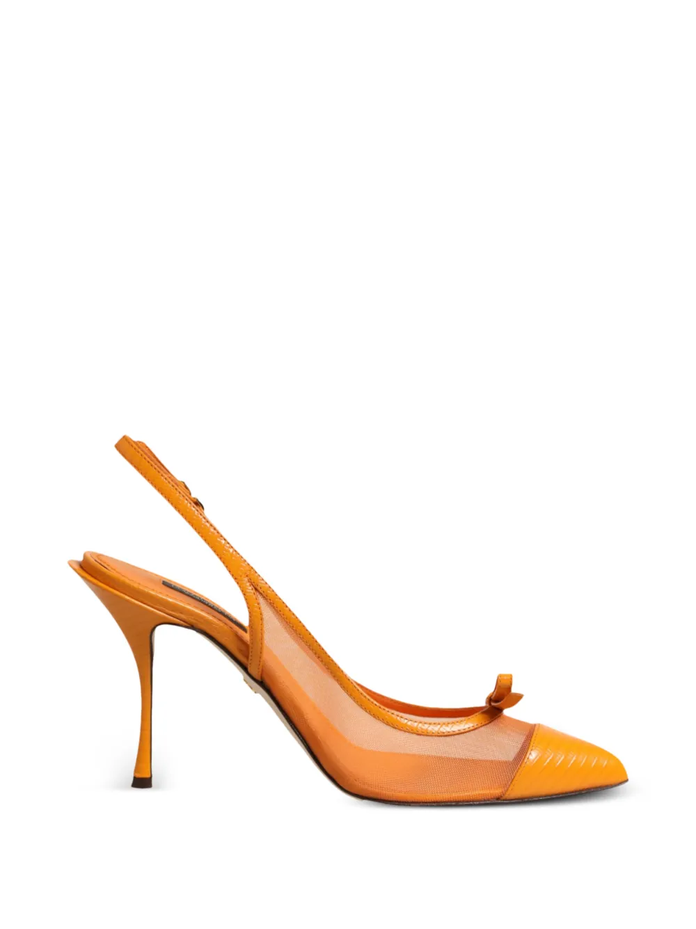 Dolce & Gabbana bow-detail mesh slingback pumps - Orange