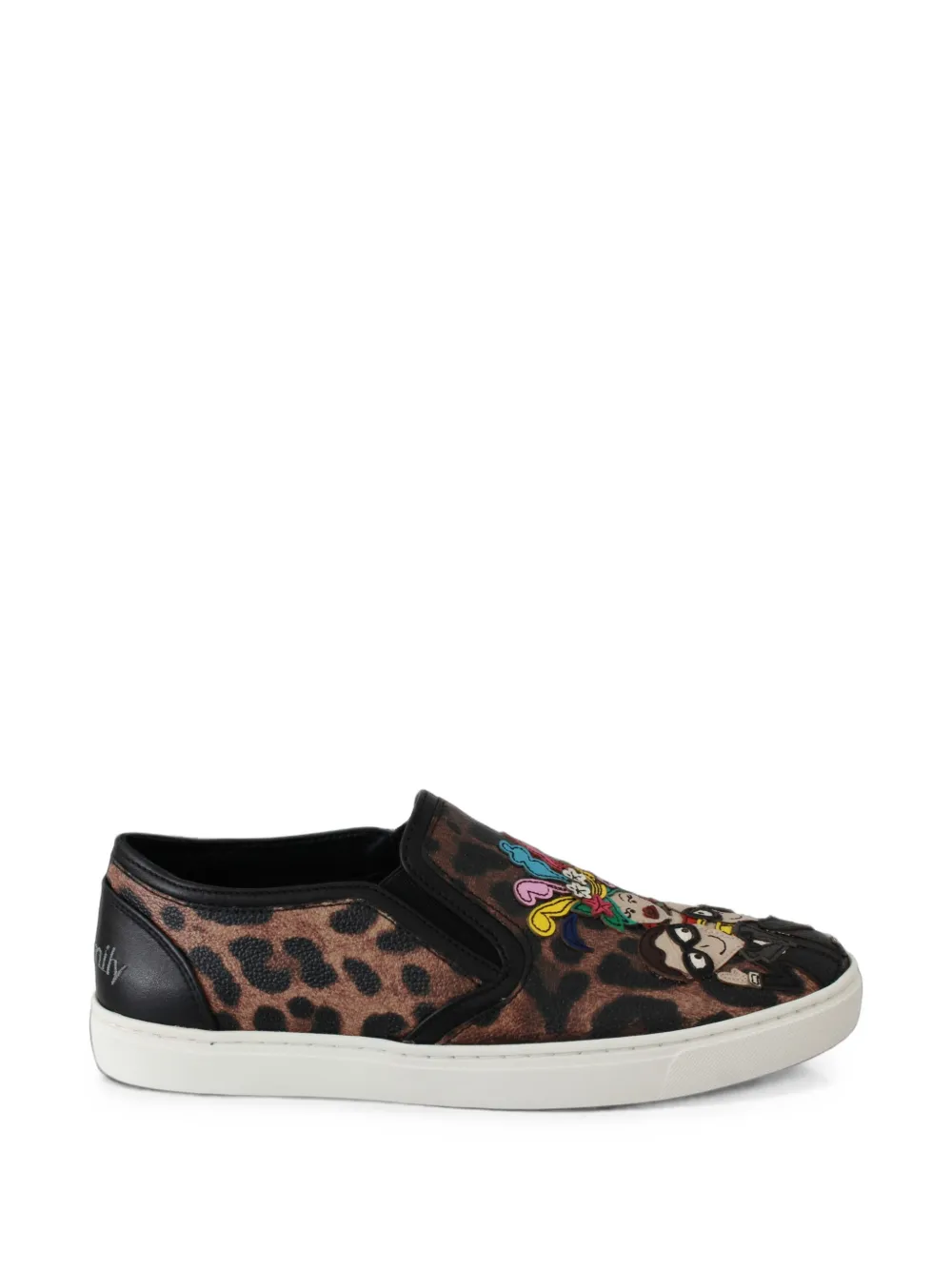 Dolce & Gabbana leopard-print cartoon-appliqué sneakers - Marrone