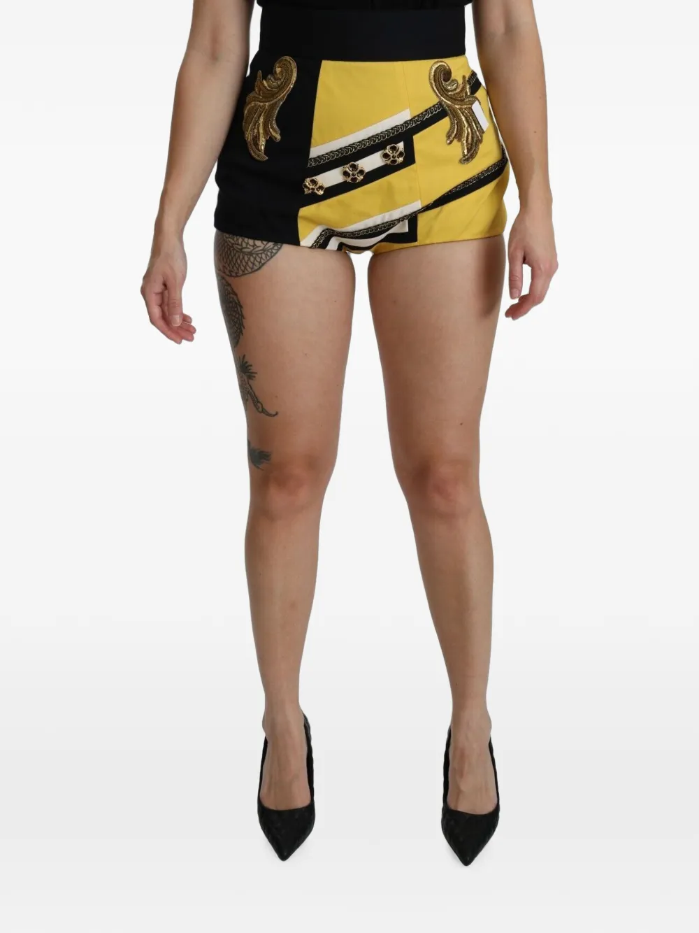 Dolce & Gabbana embroidered crystal-embellished shorts