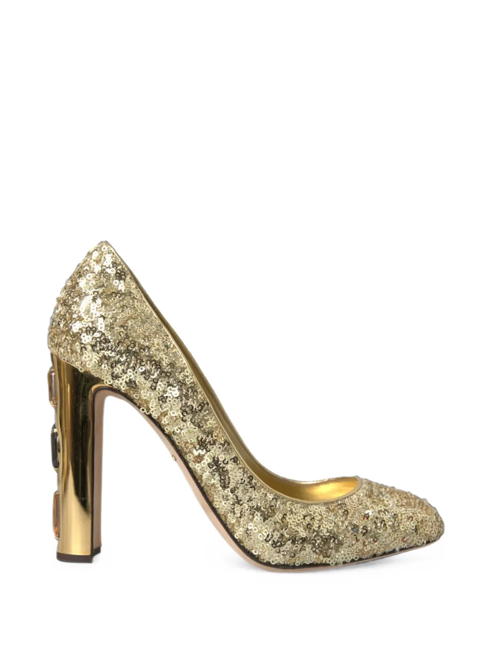 Dolce & Gabbana sequin-embellished crystal-detailed pumps - Gold