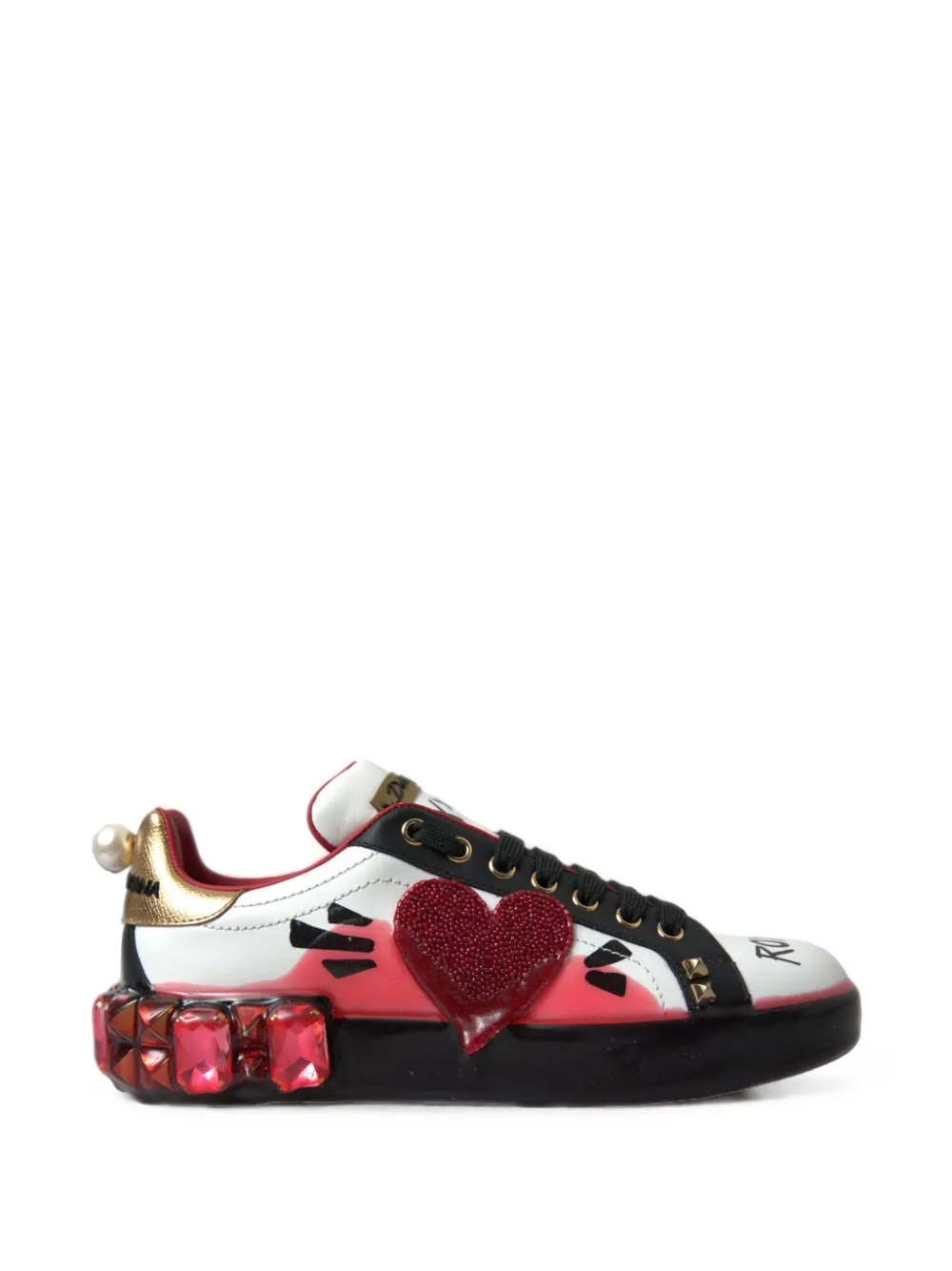 Dolce & Gabbana Portofino crystal-embellished leather sneakers - Weiß