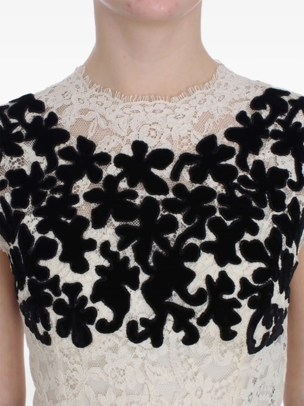 Dolce & Gabbana floral-appliqué lace maxi dress - Weiß