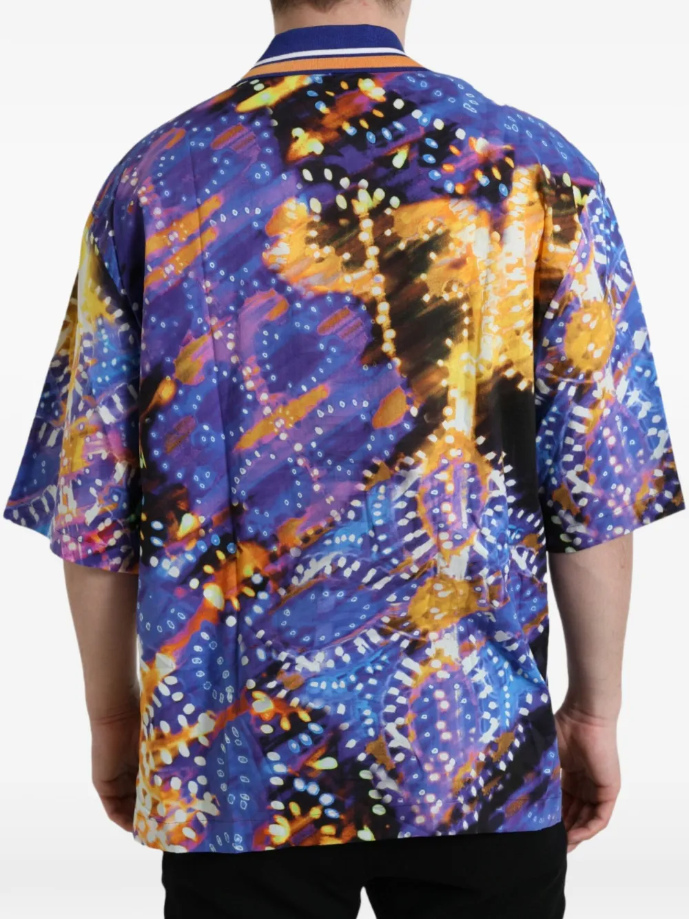 Dolce & Gabbana Zijden poloshirt met Luminarie-print Blauw