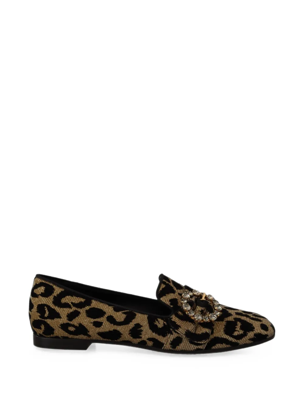 Dolce & Gabbana leopard-print crystal-embellished loafers - Oro