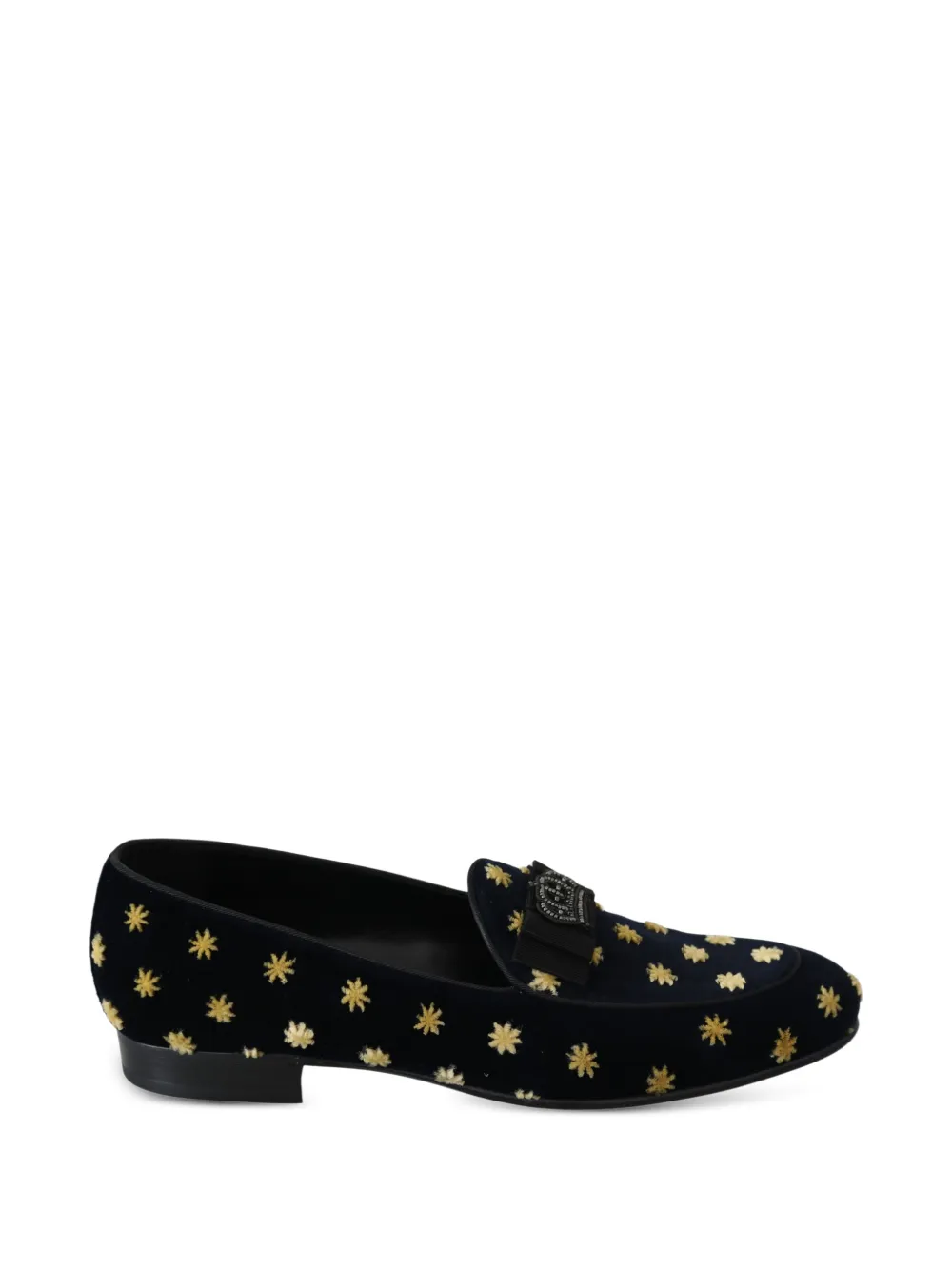 Dolce & Gabbana star-embroidered crown-embellished loafers - Schwarz