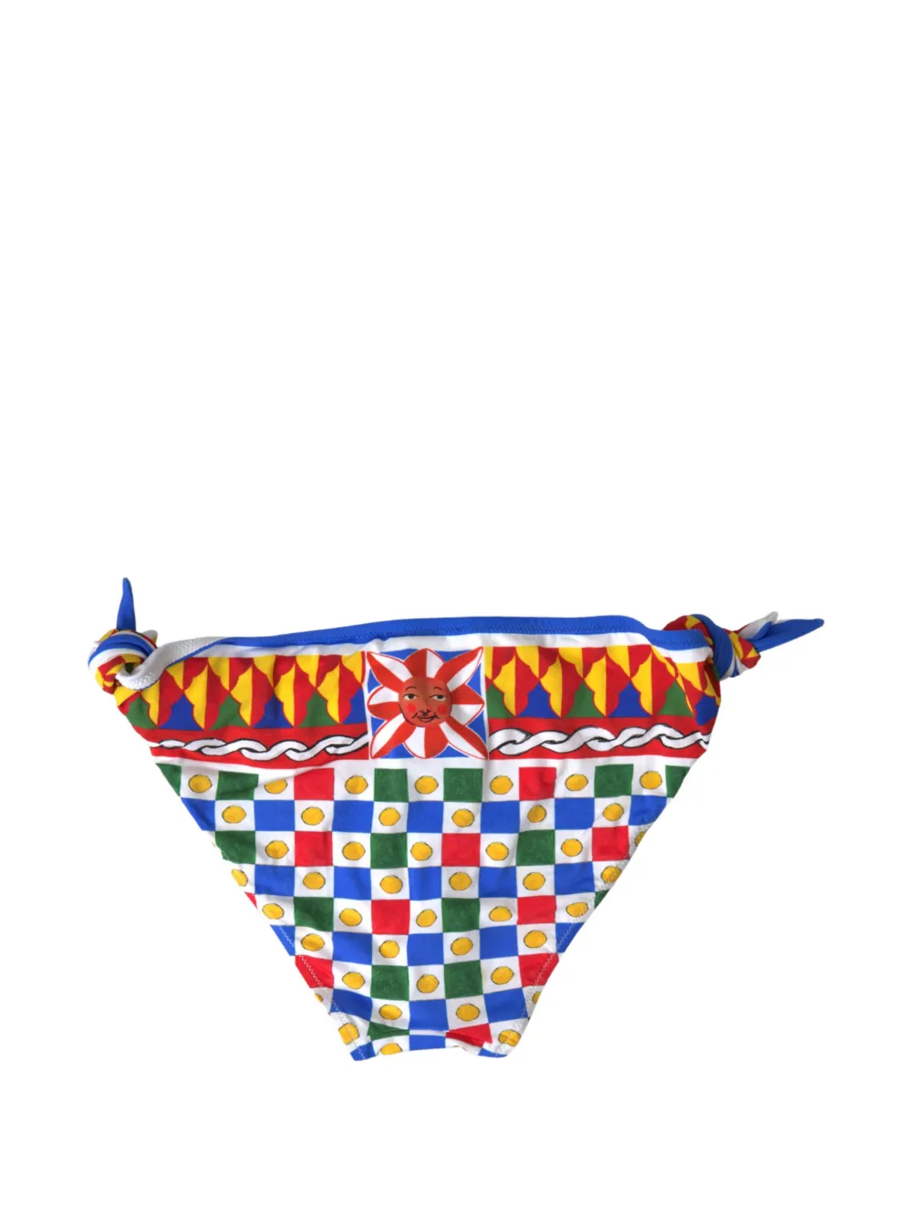 Dolce & Gabbana Bikinibroekje met Carretto-print en strikbandjes aan de zijkanten Geel