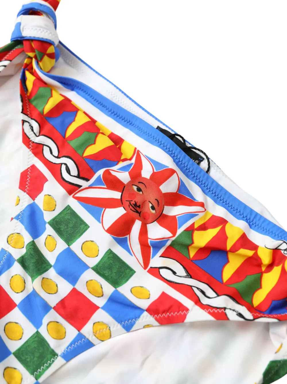 Dolce & Gabbana Bikinibroekje met Carretto-print en strikbandjes aan de zijkanten Geel