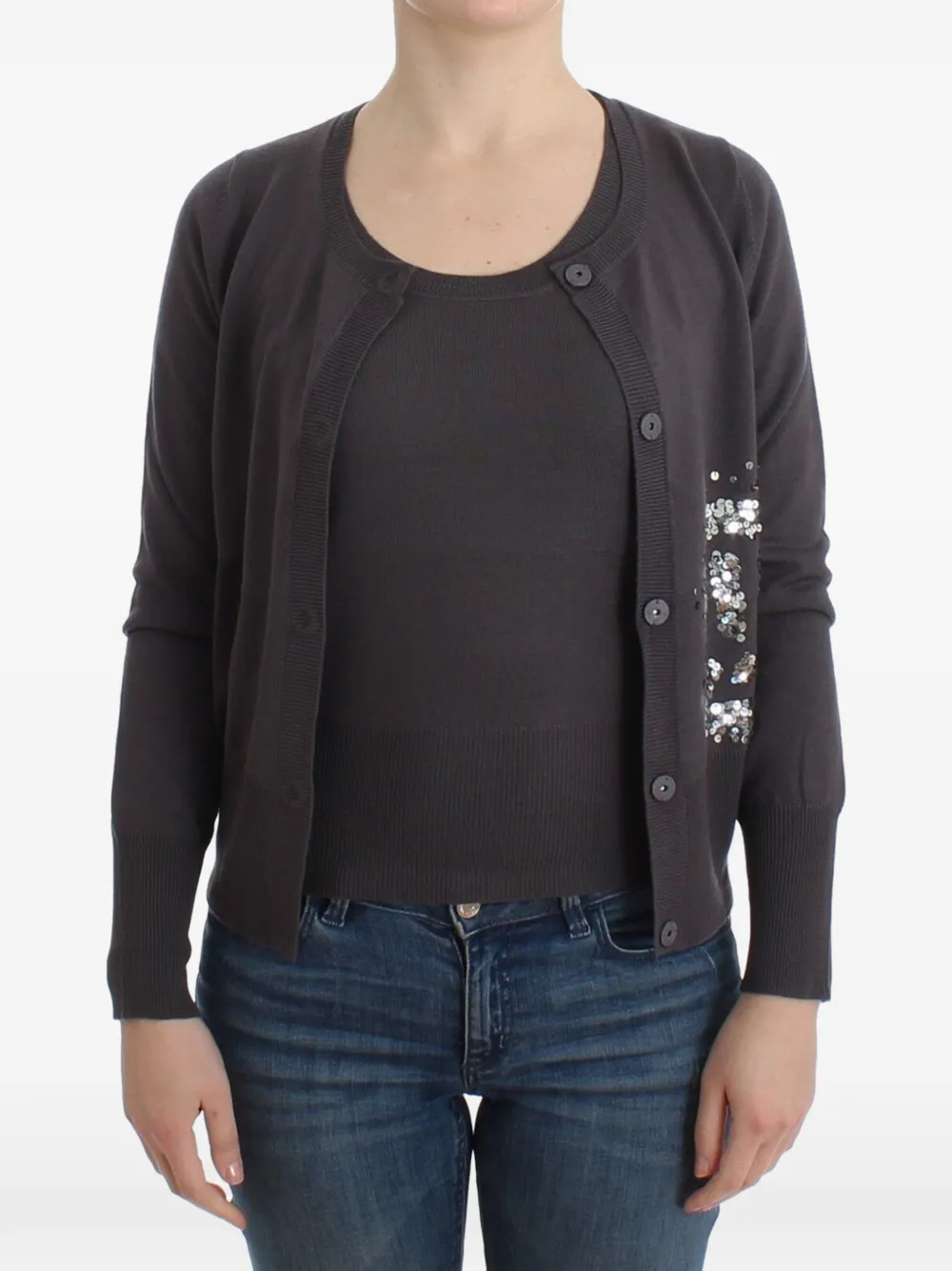 John Galliano sequin-embellished wool cardigan Paars