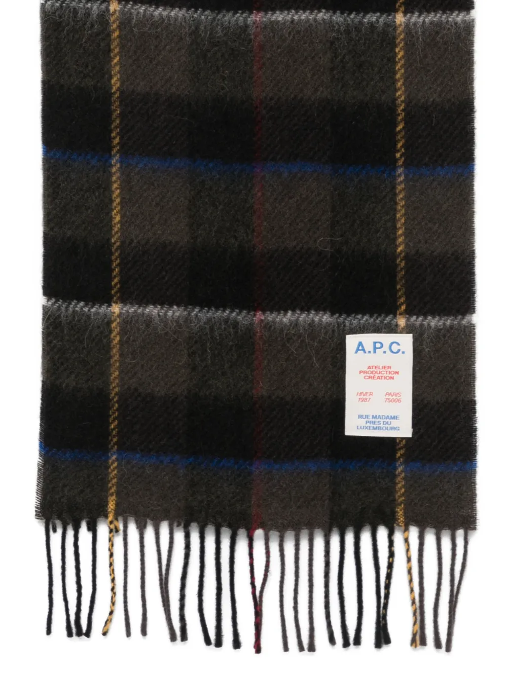 A.P.C. Geruite sjaal Zwart