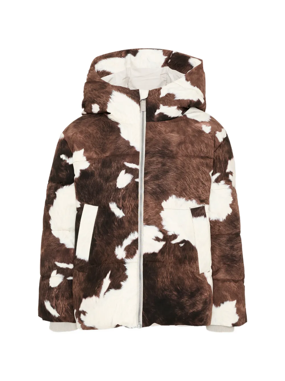 Molo cow-print hooded jacket - Marrone