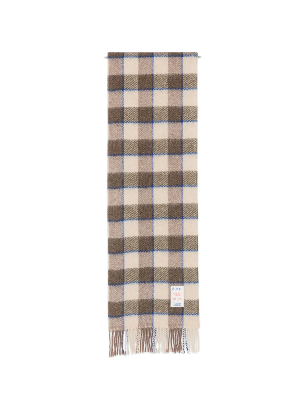 A.p.c. Check-pattern Fringed Scarf In Brown