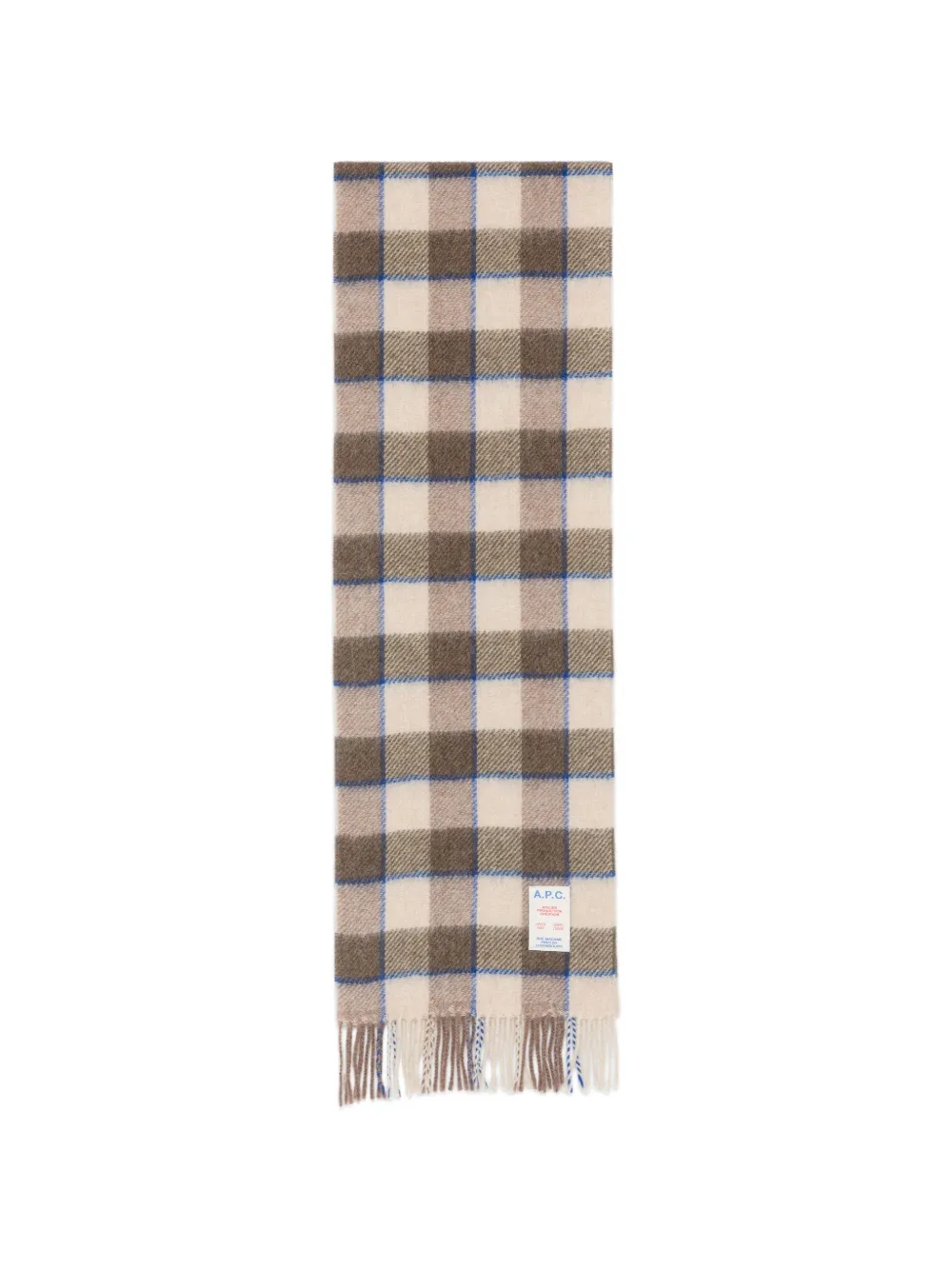 A.P.C. check-pattern fringed scarf - Toni neutri