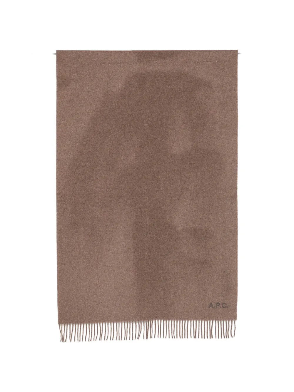 A.p.c. Logo-embroidered Fringed Scarf In Brown
