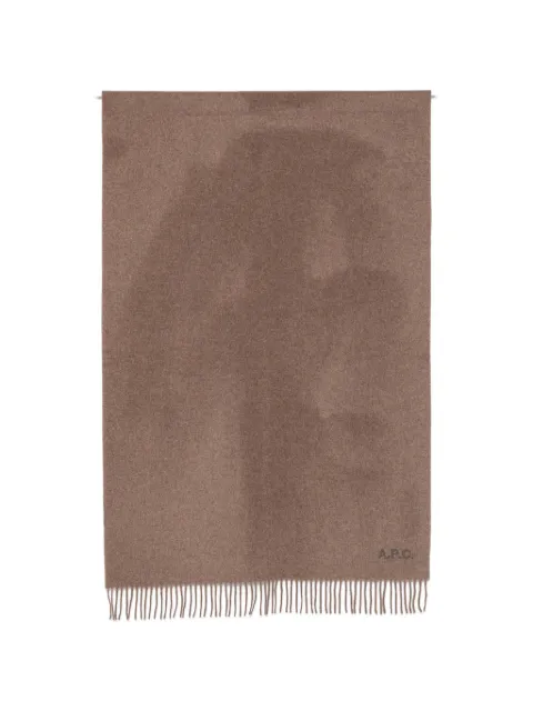 A.P.C. logo-embroidered fringed scarf