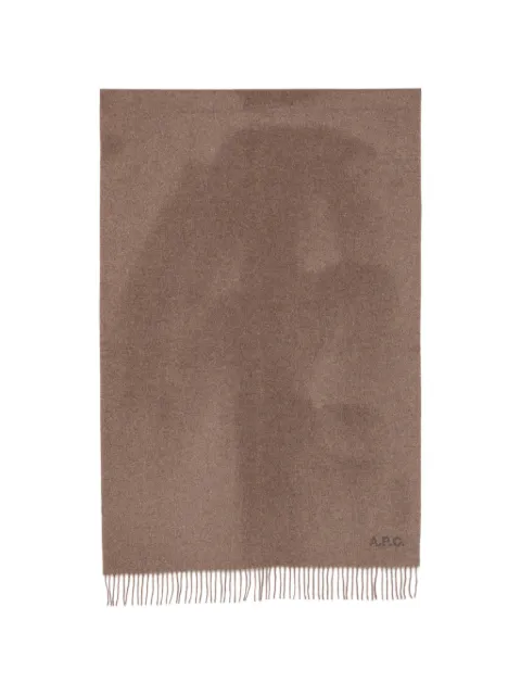 A.P.C. écharpe frangée à logo brodé